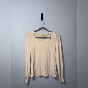 ELIE TAHARI Puff shoulder Ribbed Slimming Pullover Top Size M GUC feminine Fall